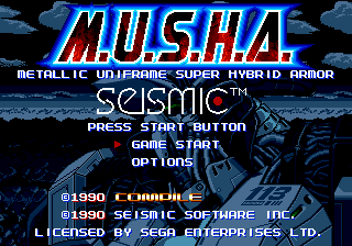 MUSHA title screen for Sega Genesis